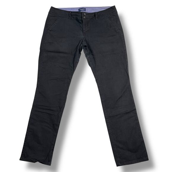 American Eagle Womens Chinos Khaki Pants Straight Leg Stretch Black Size 14 - Picture 1 of 9